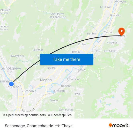 Sassenage, Chamechaude to Theys map