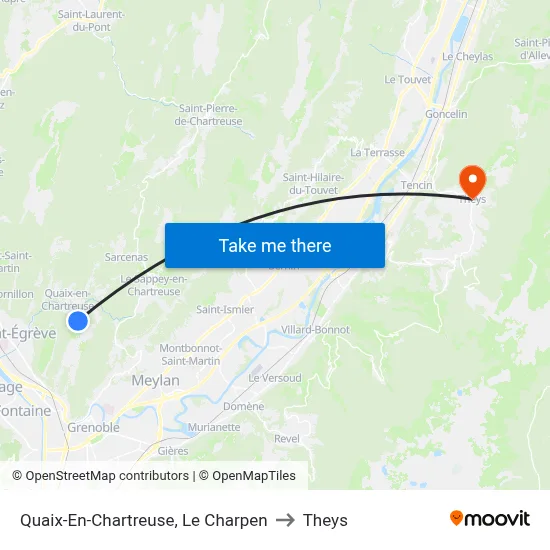 Quaix-En-Chartreuse, Le Charpen to Theys map