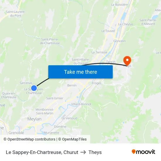 Le Sappey-En-Chartreuse, Churut to Theys map