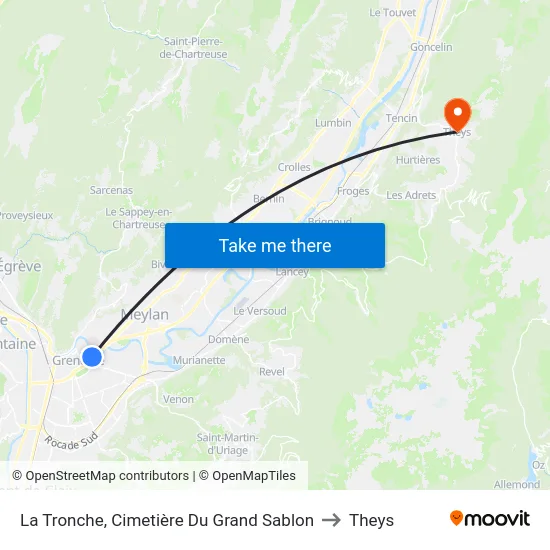 La Tronche, Cimetière Du Grand Sablon to Theys map