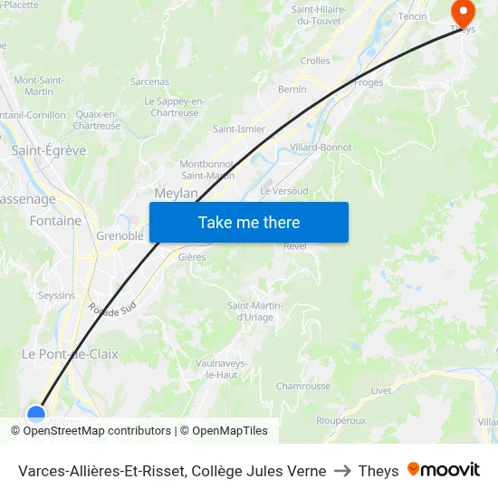 Varces-Allières-Et-Risset, Collège Jules Verne to Theys map