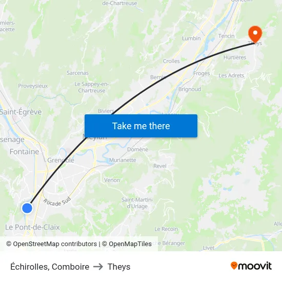 Échirolles, Comboire to Theys map