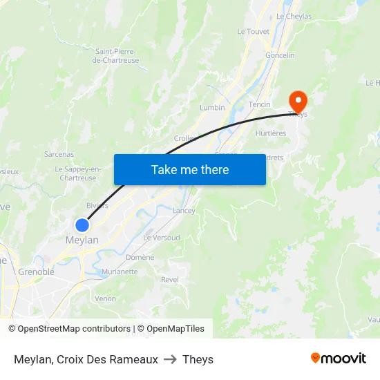 Meylan, Croix Des Rameaux to Theys map