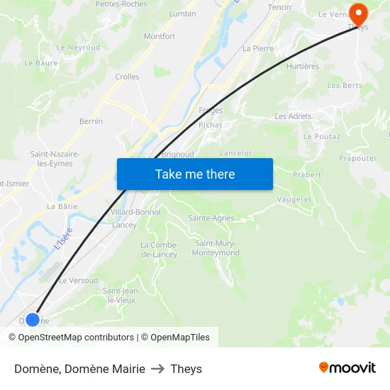 Domène, Domène Mairie to Theys map