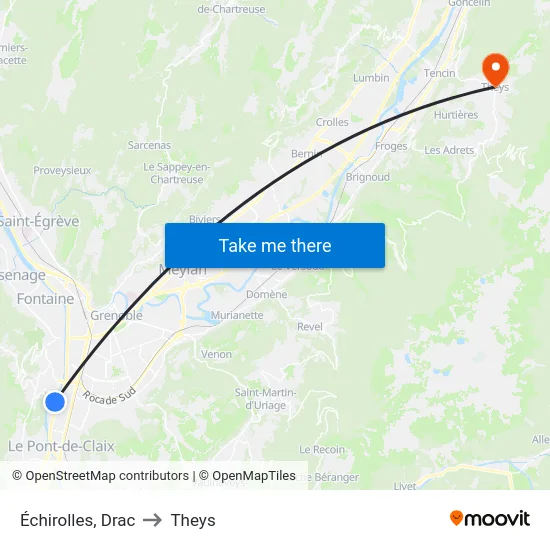 Échirolles, Drac to Theys map