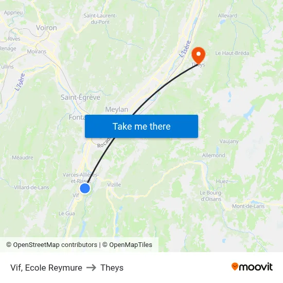 Vif, Ecole Reymure to Theys map