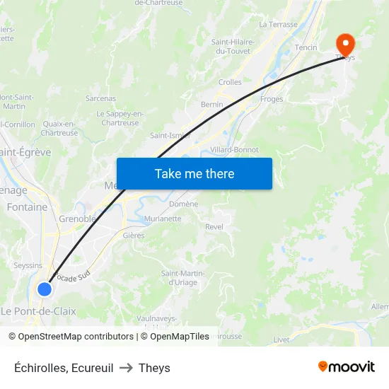 Échirolles, Ecureuil to Theys map