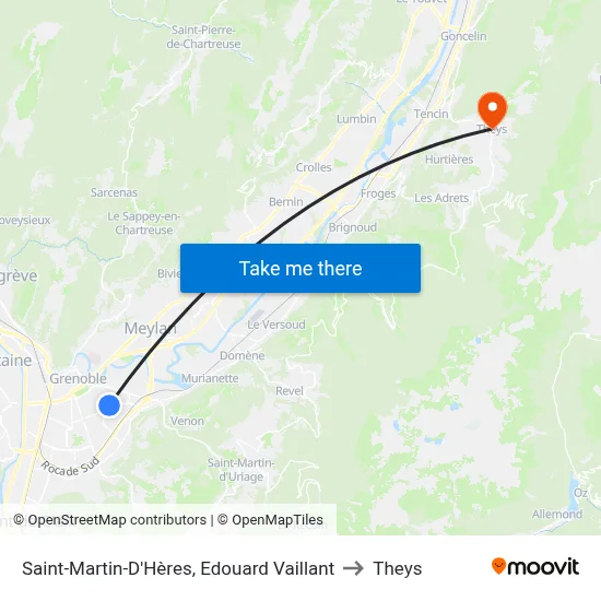 Saint-Martin-D'Hères, Edouard Vaillant to Theys map