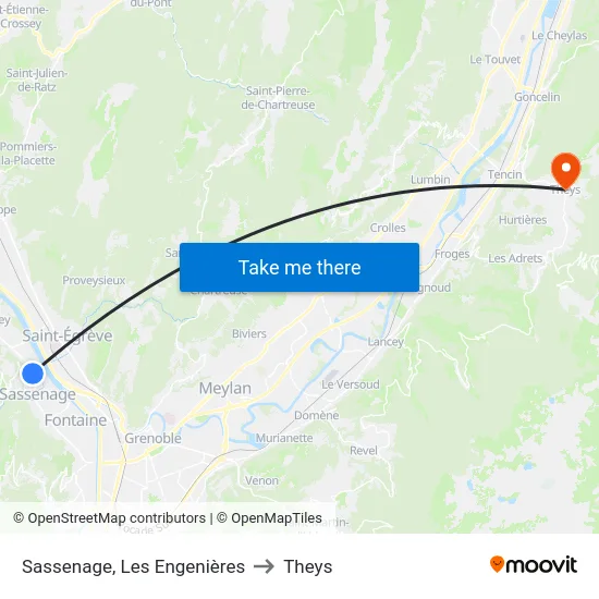 Sassenage, Les Engenières to Theys map
