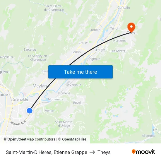 Saint-Martin-D'Hères, Etienne Grappe to Theys map