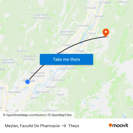 Meylan, Faculté De Pharmacie to Theys map