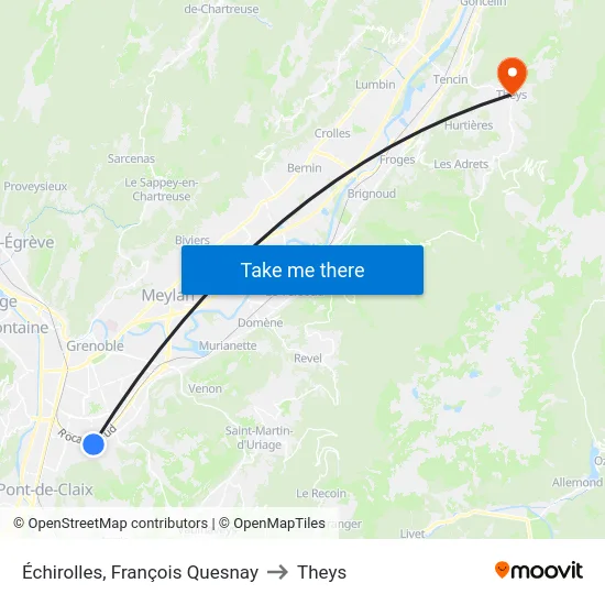 Échirolles, François Quesnay to Theys map