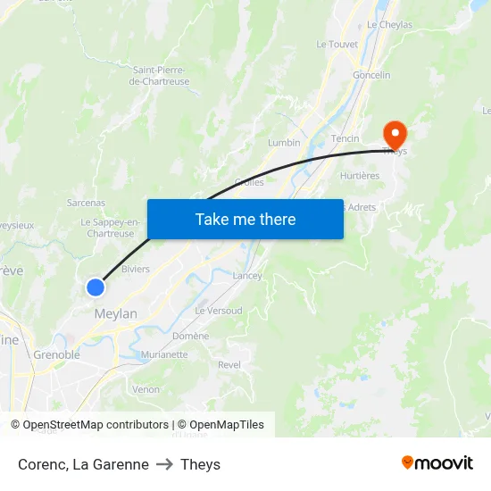 Corenc, La Garenne to Theys map