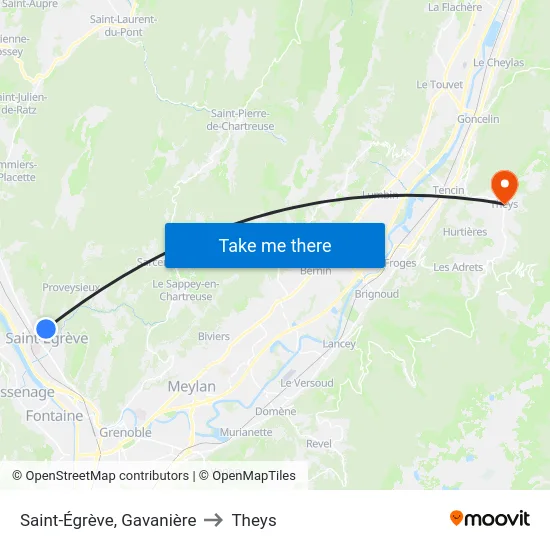 Saint-Égrève, Gavanière to Theys map