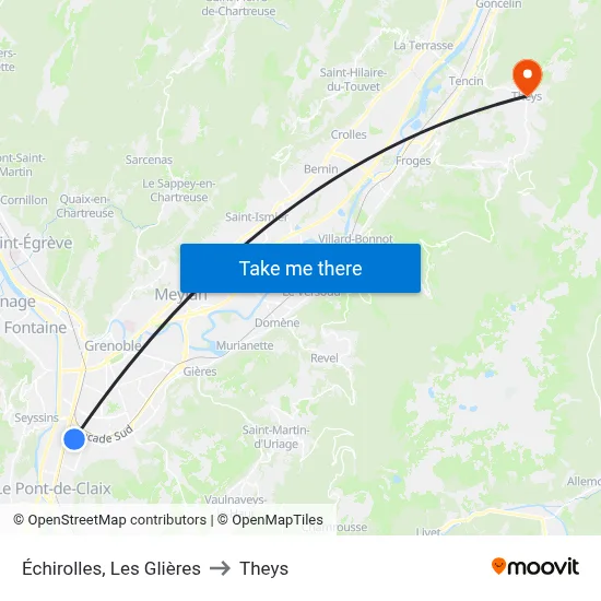 Échirolles, Les Glières to Theys map