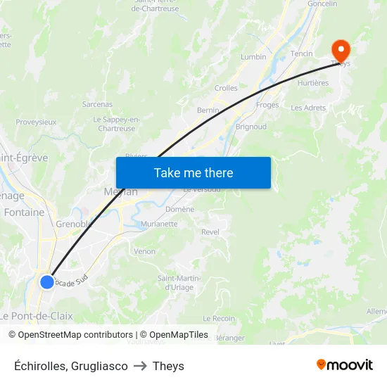 Échirolles, Grugliasco to Theys map