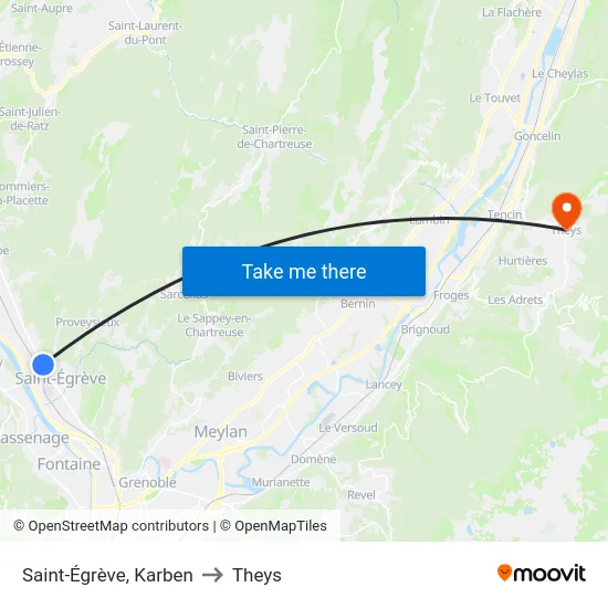 Saint-Égrève, Karben to Theys map