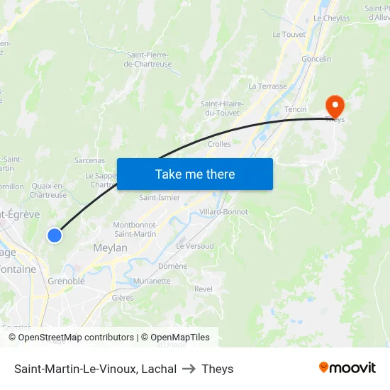 Saint-Martin-Le-Vinoux, Lachal to Theys map