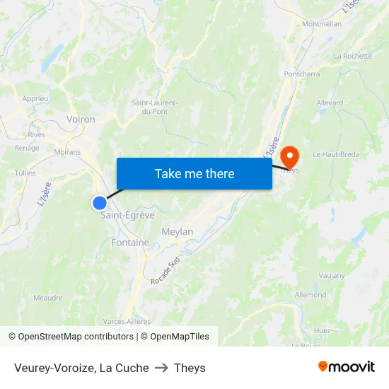 Veurey-Voroize, La Cuche to Theys map