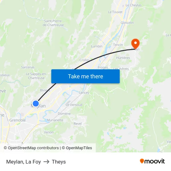 Meylan, La Foy to Theys map