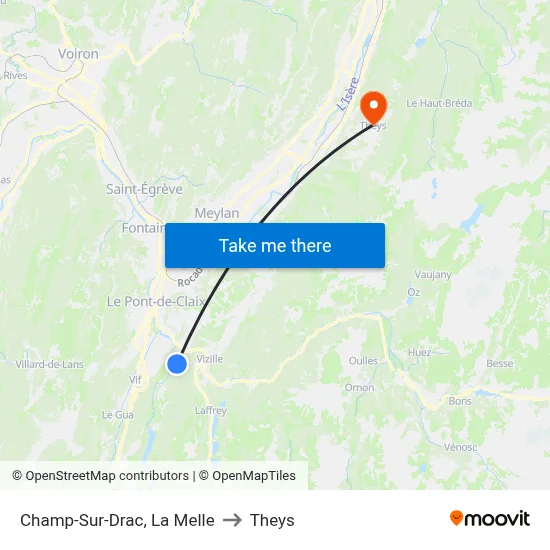 Champ-Sur-Drac, La Melle to Theys map
