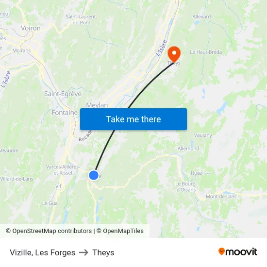 Vizille, Les Forges to Theys map