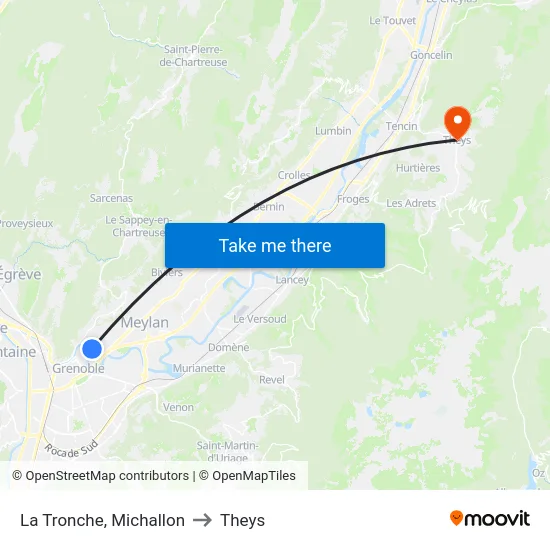 La Tronche, Michallon to Theys map