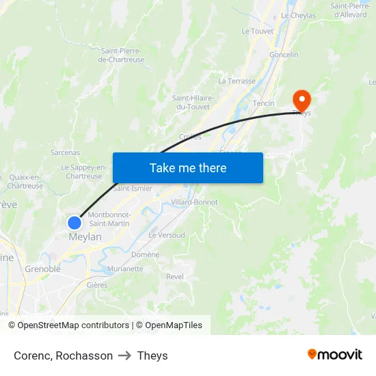 Corenc, Rochasson to Theys map
