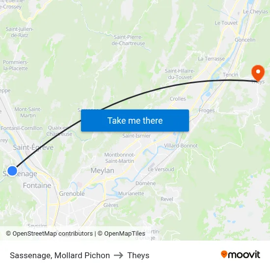 Sassenage, Mollard Pichon to Theys map