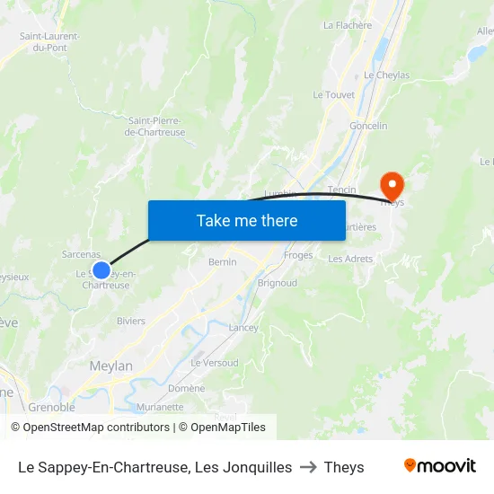 Le Sappey-En-Chartreuse, Les Jonquilles to Theys map