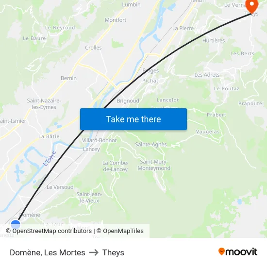 Domène, Les Mortes to Theys map