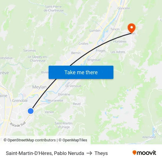 Saint-Martin-D'Hères, Pablo Neruda to Theys map