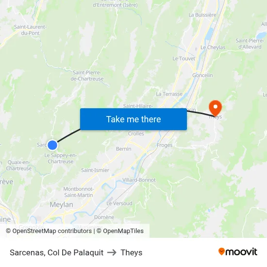 Sarcenas, Col De Palaquit to Theys map