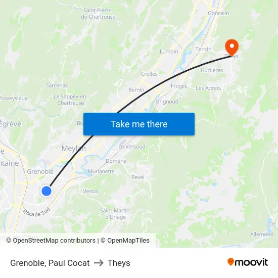 Grenoble, Paul Cocat to Theys map