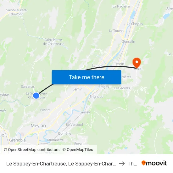 Le Sappey-En-Chartreuse, Le Sappey-En-Chartreuse Place to Theys map