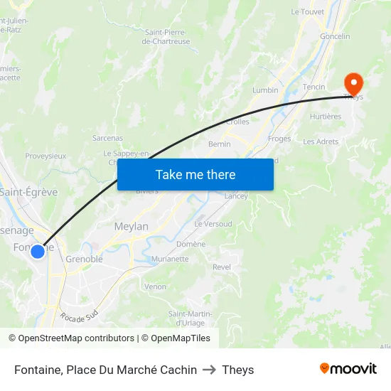 Fontaine, Place Du Marché Cachin to Theys map
