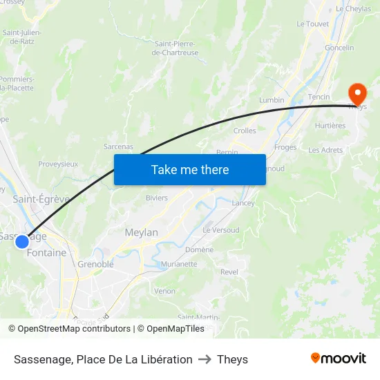 Sassenage, Place De La Libération to Theys map