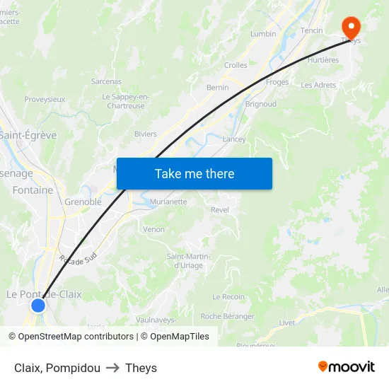 Claix, Pompidou to Theys map