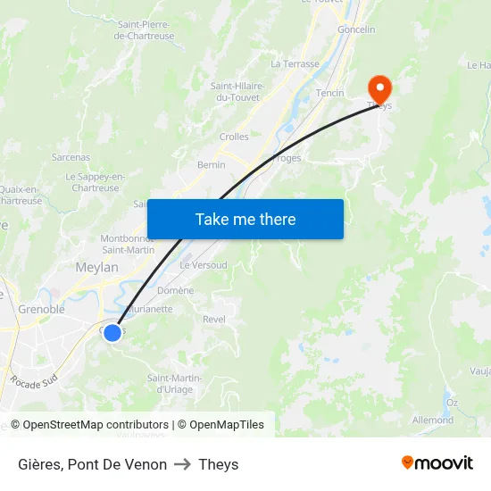 Gières, Pont De Venon to Theys map