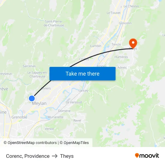 Corenc, Providence to Theys map