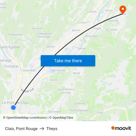 Claix, Pont Rouge to Theys map