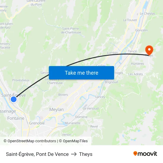 Saint-Égrève, Pont De Vence to Theys map