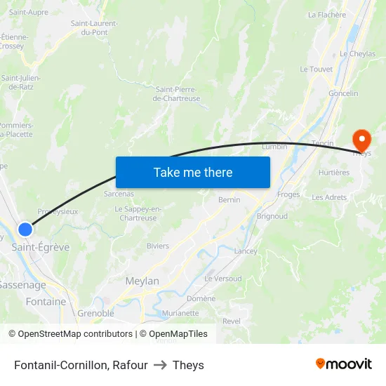 Fontanil-Cornillon, Rafour to Theys map