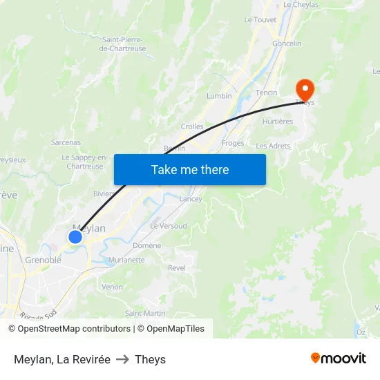 Meylan, La Revirée to Theys map