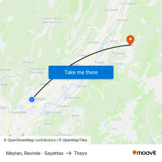 Meylan, Revirée - Sayettes to Theys map