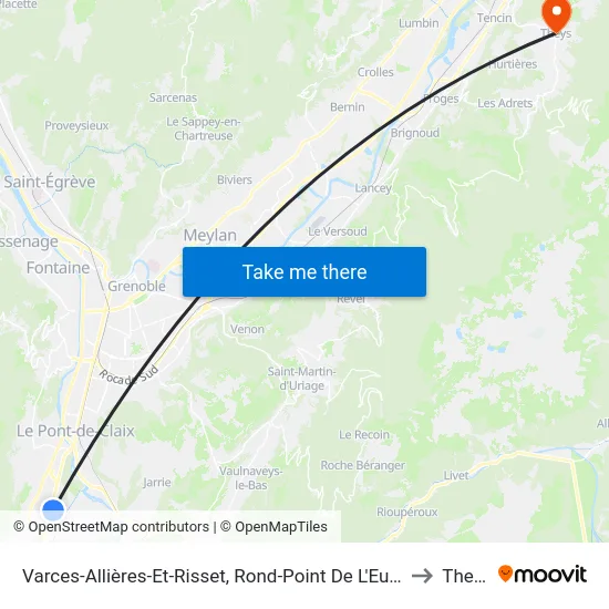 Varces-Allières-Et-Risset, Rond-Point De L'Europe to Theys map