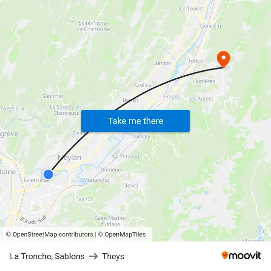 La Tronche, Sablons to Theys map