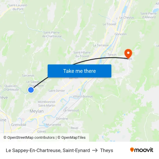 Le Sappey-En-Chartreuse, Saint-Eynard to Theys map