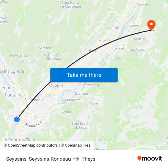 Seyssins, Seyssins Rondeau to Theys map