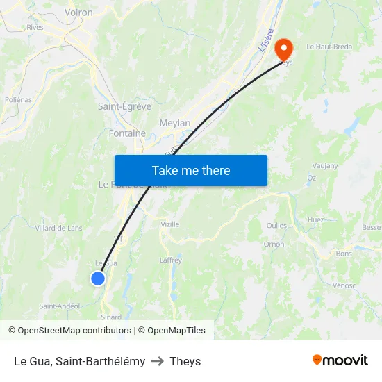 Le Gua, Saint-Barthélémy to Theys map